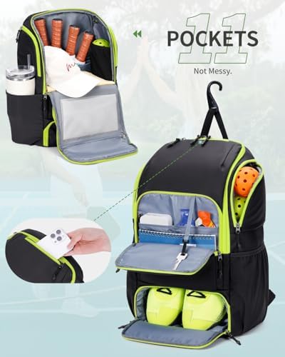 Pickleball Bag Sports Pickleball Backpack with Shoe Compartment Large Men Women Patent Pending
