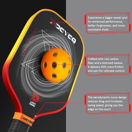 Pickleball Paddles - Professional Carbon Fiber Paddle with Honeycomb Core - Lightweight Precision & Enhanced Shock Absor