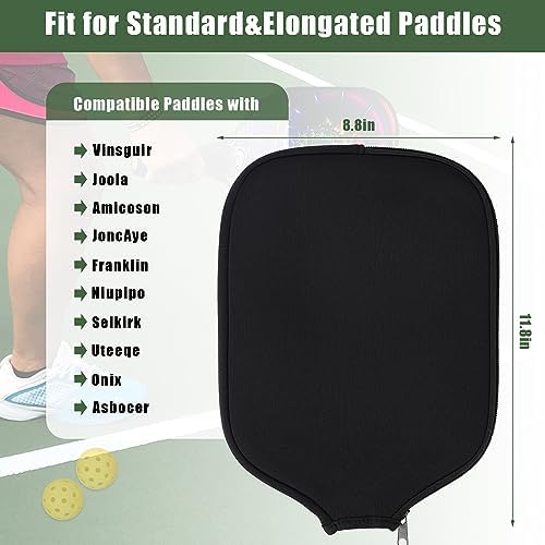 Pickleball Paddle Covers Neoprene Black 8.6 x 1|2inch USAPA Standard Elongated Paddles Fits Most Picks Black Color
