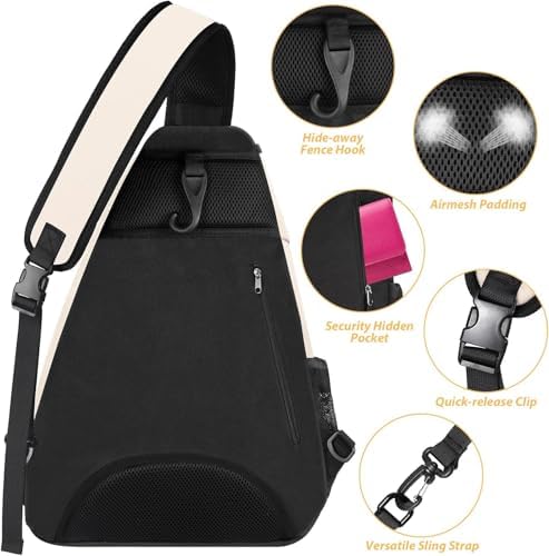 Ytonet Water Resistant Tennis Sling Backpack Crossbody for Men Women | Ytonet Men Women Pickleball Badminton Rackets Co