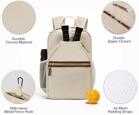 DYSHAYEN Pickleball Backpack for Women, Pickle Ball Paddle Bag Fits 2 Paddles, Perfect Hydration Backpack for Women Pick