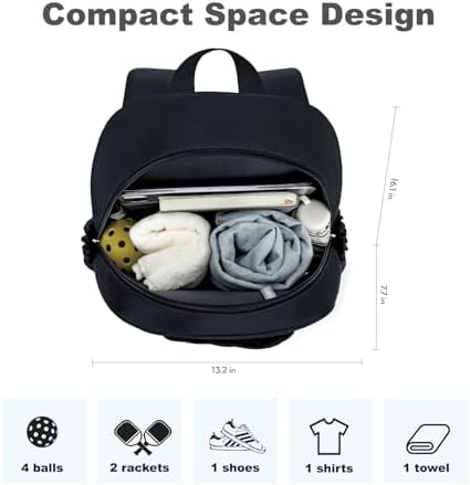 Quilted Pickleball Backpack Women Men Fits 2 to 4 Paddles WaterproofPocket Shoe Compartment