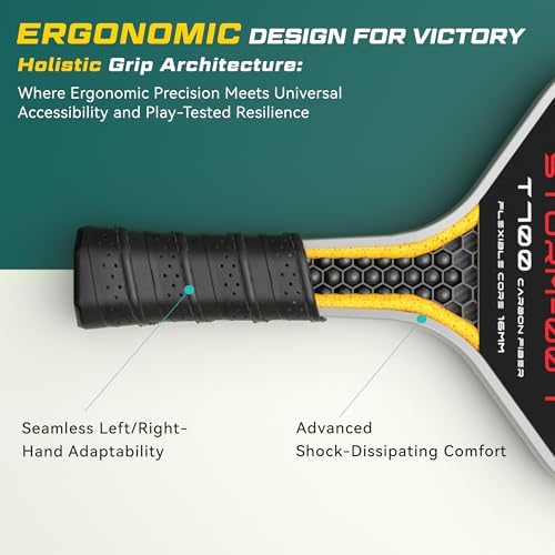 Pickleball Paddle T700 Raw Carbon Fiber Surface 16mm STR-Core Power Polymer Core Premium Pickle Ball Racket USAPA Approv