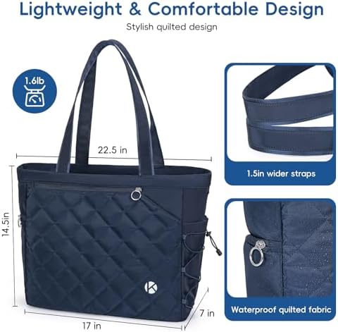 Pickleball Tote Bag for Men and Women - Extra-Large Quilted Tennis Tote with Shoe Compartment, Water-Resistant & Lightwe