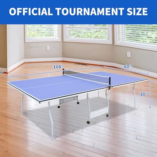 Table Tennis Table Foldable MDF Multi-Use, |5FT/6FT/9FT for Kid Teenager Adult