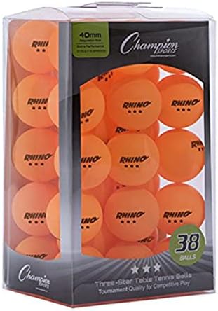 Champion Sports 3 Star Table Tennis Ball Pack - Tournament Size Orange Ping Pong Balls, 38 Set | CTTA and ITTA Approved