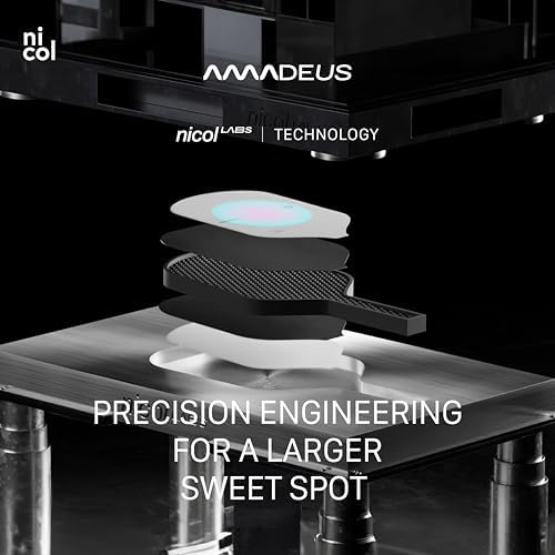 Nicol Amadeus 16MM Pickleball Paddle - Precision Carbon Fiber for More Spin & Control | Lightweight Racket | High-Perfor