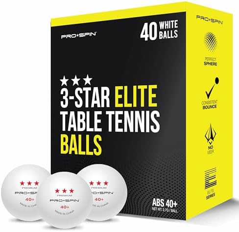 Pro-Spin 3-Star Premium White Ping Pong Balls - High-Performance 40+ ABS | Ultimate Durability for Indoor & Outdoor Play