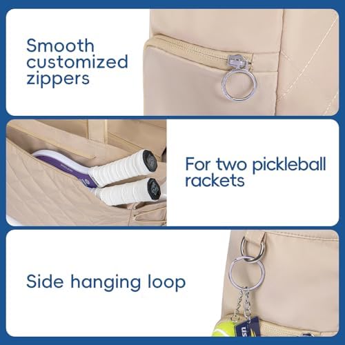 Pickleball Tote Bag for Men and Women - Extra-Large Quilted Tennis Tote with Shoe Compartment, Water-Resistant & Lightwe