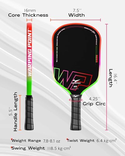 Neon Gen 3 Pickleball Paddle for Control and Power | Warping Point UPA-A Approved Pineal 3 Pickleball Paddle | Warping