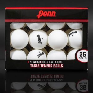 Penn 40mm 1-Star White Ping Pong Balls, Box of 36Official Tournament Size Table Tennis Balls for Professional Players in