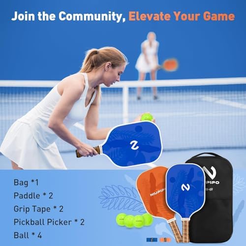 USAPA Approved Graphite Carbon Fiber Pickleball Paddles Set of 4 for Men Women, Polypropylene Honeycomb Core, Cushion |7