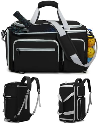 Pickleball Bag Holds 4 Paddles & Accessories, Large Pickleball Backpack with Shoe Compartment, Fence Hooks - Women & Men