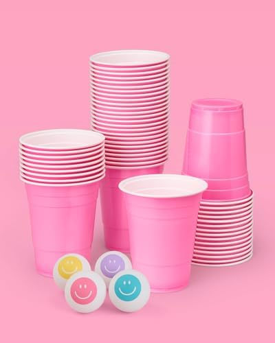 XO Fetti Ping Pong Smiley Balls - 4 pcs, 40mm | Fun Bachelorette Ping Pong Game, Happy Pastel Birthday Party Decorations