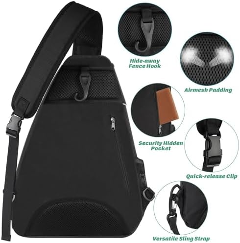 Ytonet Water Resistant Tennis Sling Backpack Crossbody for Men Women | Ytonet Men Women Pickleball Badminton Rackets Co