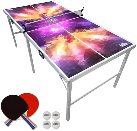 PartyLife 6 ft x 3 ft Ping Pong Table Tennis Table | Mid-Size Portable Folding Indoor Outdoor | Kids & Adults | Game Roo