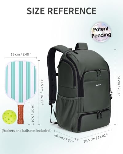Pickleball Bag Sports Pickleball Backpack with Shoe Compartment Large Men Women Patent Pending