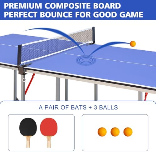 Table Tennis Table Foldable MDF Multi-Use, |5FT/6FT/9FT for Kid Teenager Adult