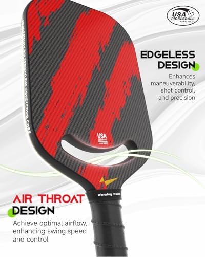 Warping Point Ascent Carbon Fiber Pickleball Paddles for Swing Speed and Maneuverability Players | Warping Point Ascent