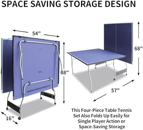 Professional Table Tennis Table, Foldable Ping Pong Game Set for Indoor, 8FT 9FT Single Player Playback Mode