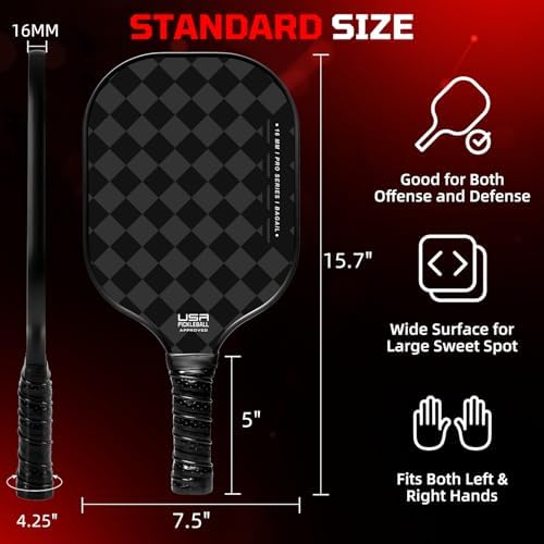 Pickleball Paddles USAPA Approved Lightweight with 4 Balls Traction and Stability California Designed Recycled Material