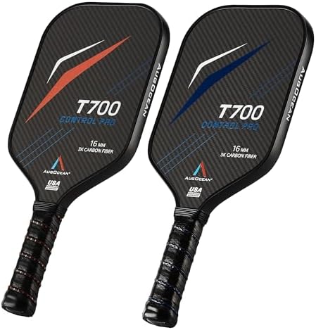 Carbon Pickleball Paddle Set Pro for Pickleball Players,High Grit and Spin 3K Raw Carbon Fiber Surface,Pickleball T700SC