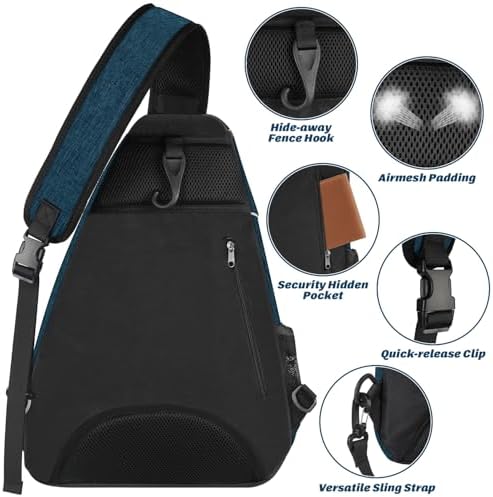 Ytonet Water Resistant Tennis Sling Backpack Crossbody for Men Women | Ytonet Men Women Pickleball Badminton Rackets Co