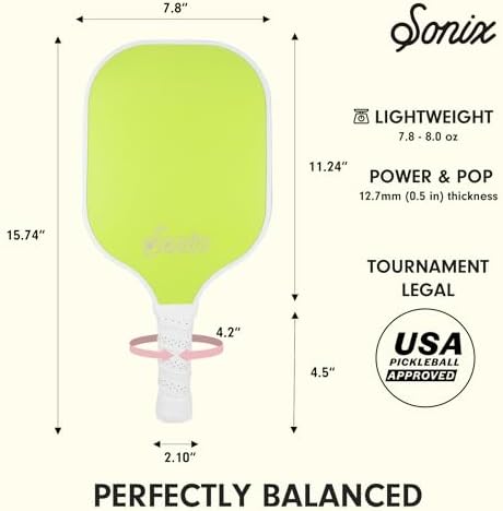 Sonix USAPA Approved Pickleball Paddles Set of 2 for Adults | Fiberglass Surface Pickleball Set with 2 Rackets, 4 Balls,