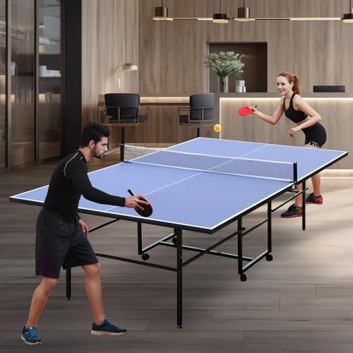 Professional Foldable Table Tennis Table for Indoor Play | 8FT 9FT Single Player Table Tennis Setup with Net and Posts