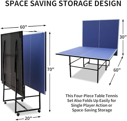 Professional Foldable Table Tennis Table for Indoor Play | 8FT 9FT Single Player Table Tennis Setup with Net and Posts