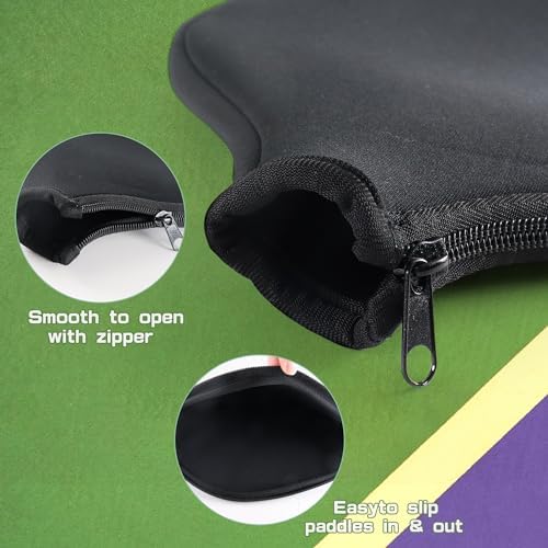 Durable Neoprene Pickleball Paddle Covers, 8.26 x 11.8 Inch Zippered Storage Bag for Pickleball Players
