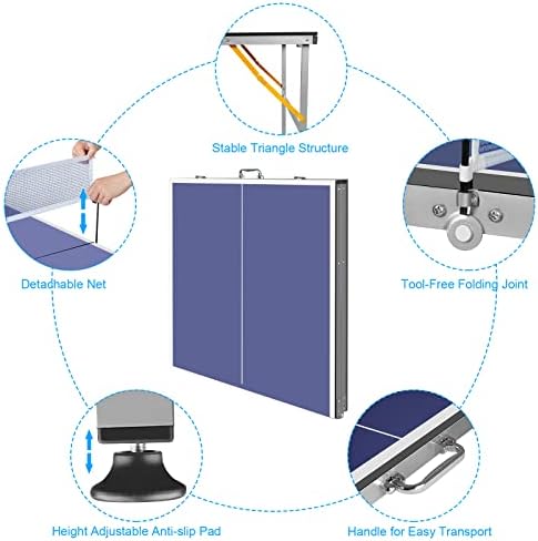 Portable Ping Pong Table Game Set - 6X3ft Folding Table Tennis Table for Adults/Teens, Indoor Outdoor - 2 Table Tennis P