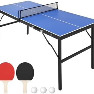GarveeLife Portable Ping Pong Table for Adults/Teens, Indoor/Outdoor Use, Quick Assembly, 60 x 26 x 27.5 in Portable P