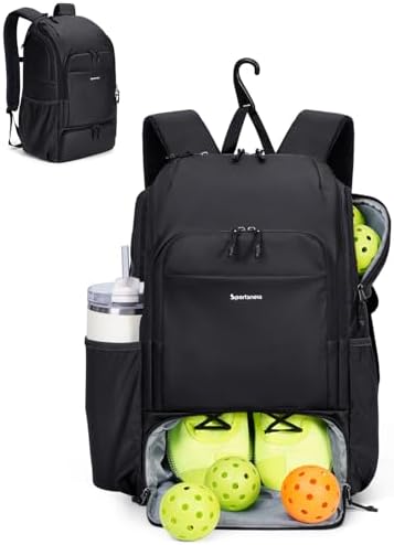 Pickleball Bag Sports Pickleball Backpack with Shoe Compartment Large Men Women Patent Pending