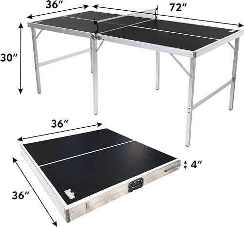 PartyLife 6 ft x 3 ft Ping Pong Table Tennis Table | Mid-Size Portable Folding Indoor Outdoor | Kids & Adults | Game Roo