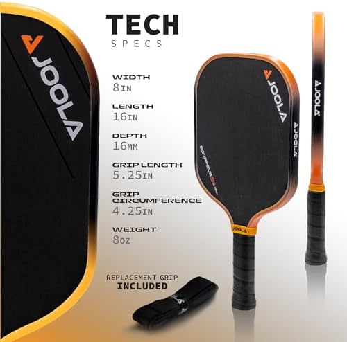 JOOLA 3S Pickleball Paddles - Raw Carbon Fiber Surface - UPA-A Certified - Professional Elongated, Wide Body & Aero Curv