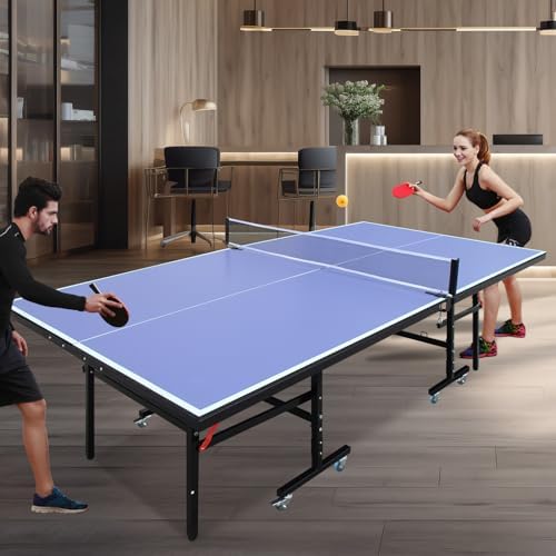 Professional Foldable Table Tennis Table for Indoor Play | 8FT 9FT Single Player Table Tennis Setup with Net and Posts