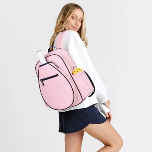 Quilted Pickleball Backpack Women Men Fits 2 to 4 Paddles WaterproofPocket Shoe Compartment