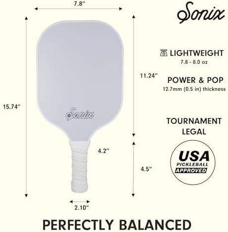 Sonix USAPA Approved Pickleball Paddles Set of 2 for Adults | Fiberglass Surface Pickleball Set with 2 Rackets, 4 Balls,