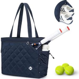 Pickleball Tote Bag for Men and Women - Extra-Large Quilted Tennis Tote with Shoe Compartment, Water-Resistant & Lightwe