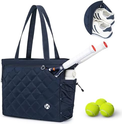 Pickleball Tote Bag for Men and Women - Extra-Large Quilted Tennis Tote with Shoe Compartment, Water-Resistant & Lightwe