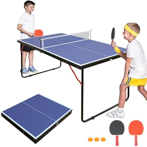 Table Tennis Table Foldable MDF Multi-Use, |5FT/6FT/9FT for Kid Teenager Adult