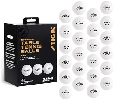Stiga 3-Star Table Tennis Balls + Rubber Coated + High Durability + Amateur Players + Practice Sessions + 48 Pack + Best