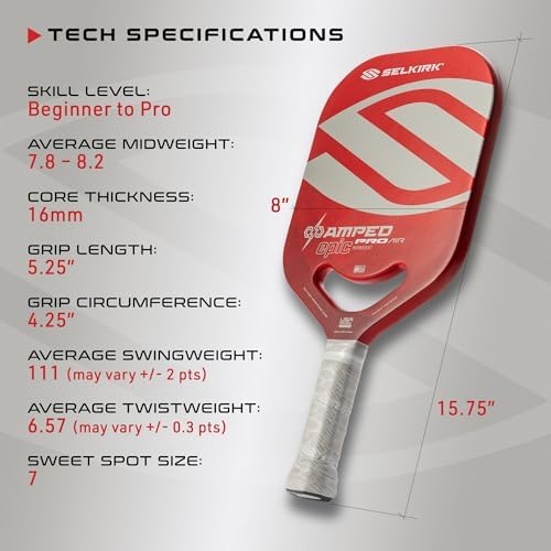 Selkirk Sport Amped Pickleball Paddles | Assembled in The USA | Unrivaled Precision & Control Selkirk Sport Amped Pro