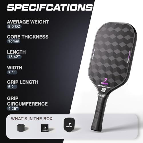 Pickleball Paddle T700 Raw Carbon Fiber Surface 16mm STR-Core Power Polymer Core Premium Pickle Ball Racket USAPA Approv