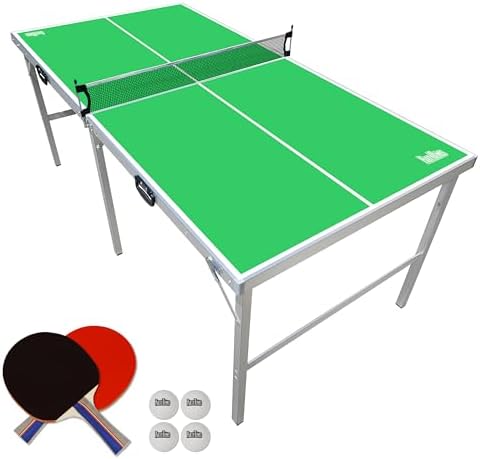 PartyLife 6 ft x 3 ft Ping Pong Table Tennis Table | Mid-Size Portable Folding Indoor Outdoor | Kids & Adults | Game Roo