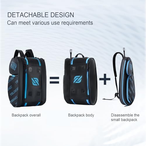 2-in-1 Detachable Pickleball & Padel Bag for Men Women | Thermal Foil Insulated Racket Compartment | Outdoor & Gym Usage