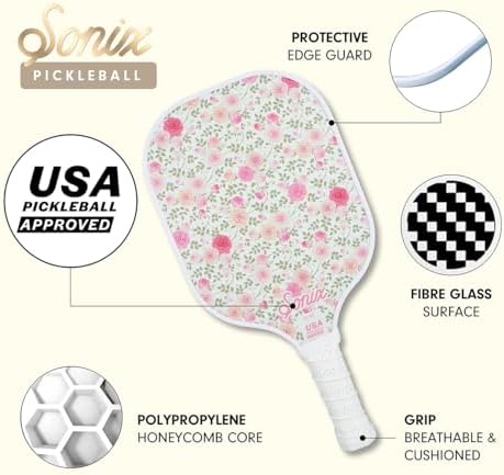 Sonix USAPA Approved Pickleball Paddles Set of 2 for Adults | Fiberglass Surface Pickleball Set with 2 Rackets, 4 Balls,