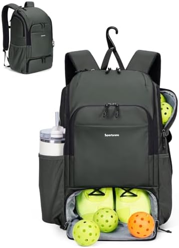 Pickleball Bag Sports Pickleball Backpack with Shoe Compartment Large Men Women Patent Pending