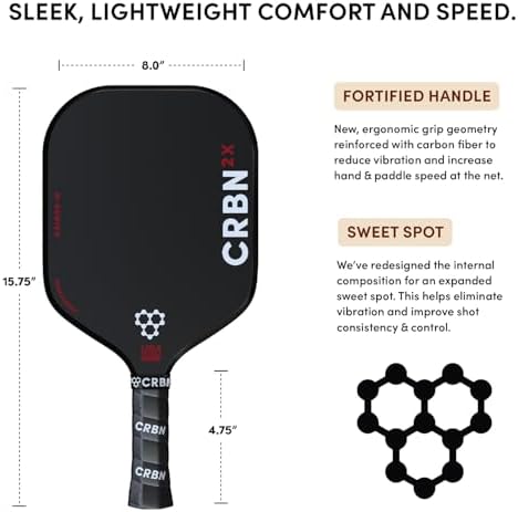 CRBN Pickleball X Series Power Paddle - Carbon Fiber Pickaxe for Enhanced Performance